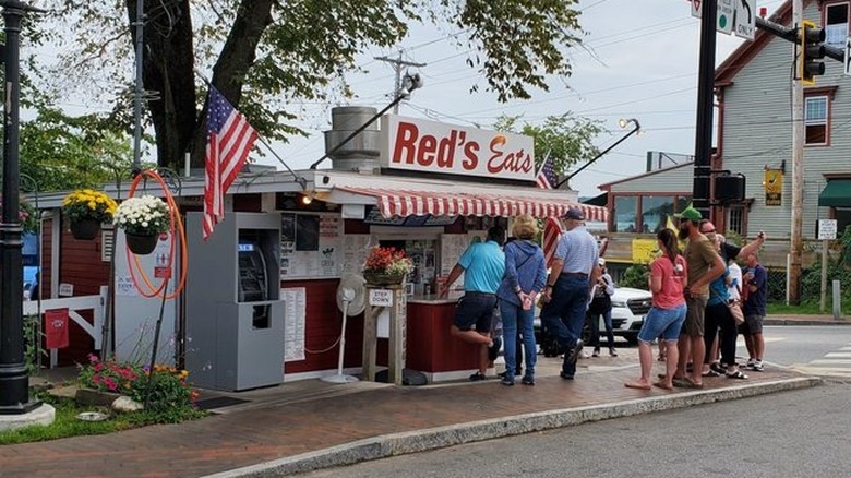 A small crowd waiting at Red's Eats