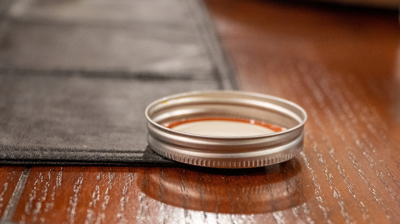 Mason jar lid on a table