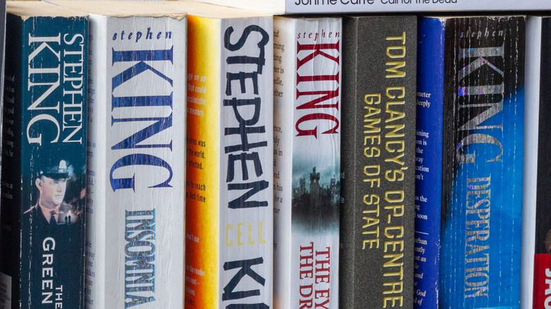 Bookshelf featuring paperbacks by Stephen King