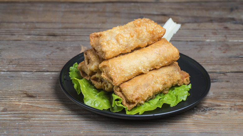 egg rolls on plate