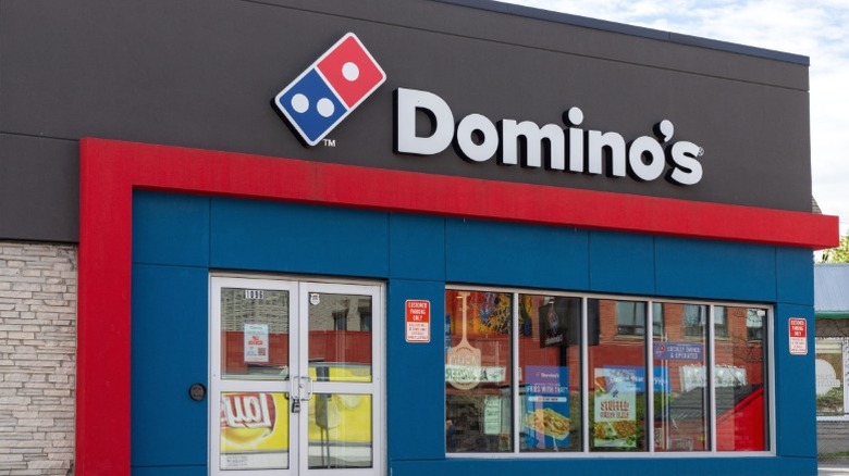 The exterior of a Domino's location.