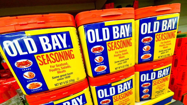 Old Bay seasoning on the shelf at a grocery store