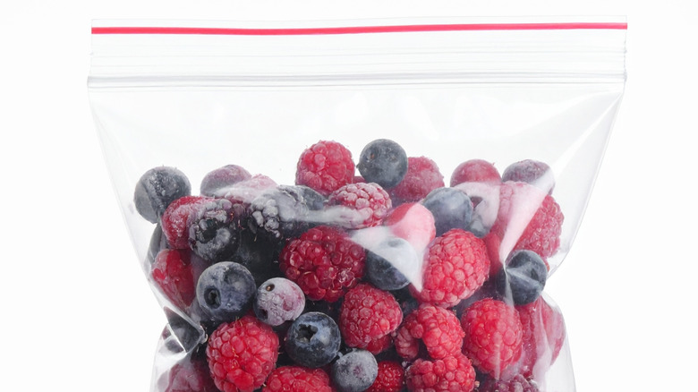 Frozen berries in a ziplock bag