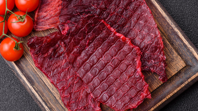 homemade beef jerky with tomatoes