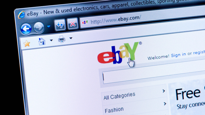 ebay website on a computer