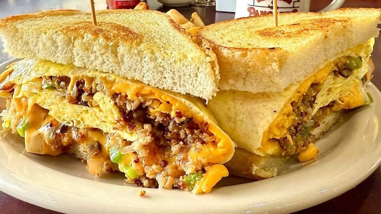 Denver omelet sandwich on a plate