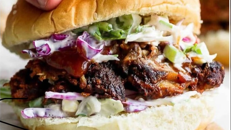 Kalua pork sandwich with coleslaw
