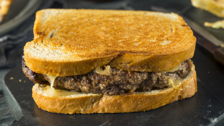 Patty melt on grill