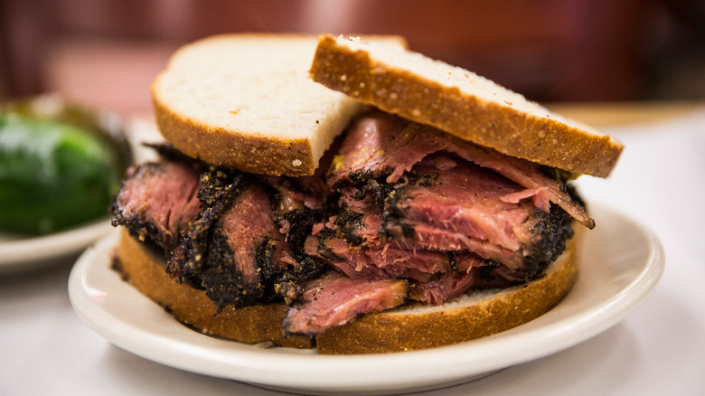 Pastrami on rye sandwich