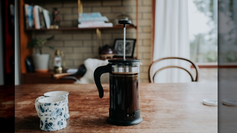 Full French press on desk