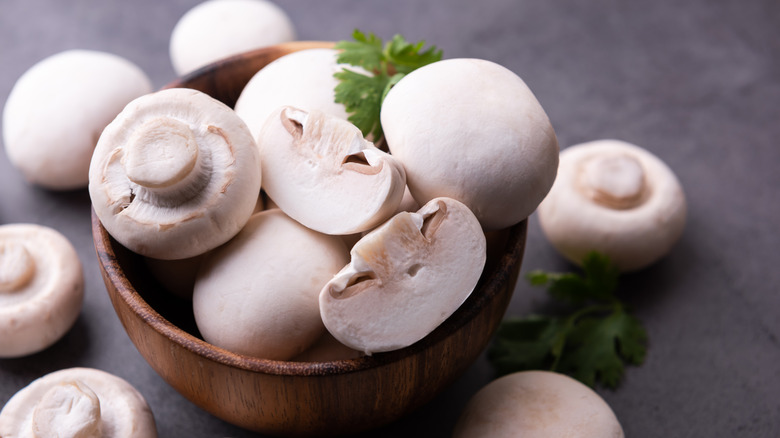 bowl of button mushrooms