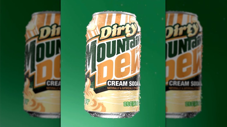 Dirty Dew in can on a green background