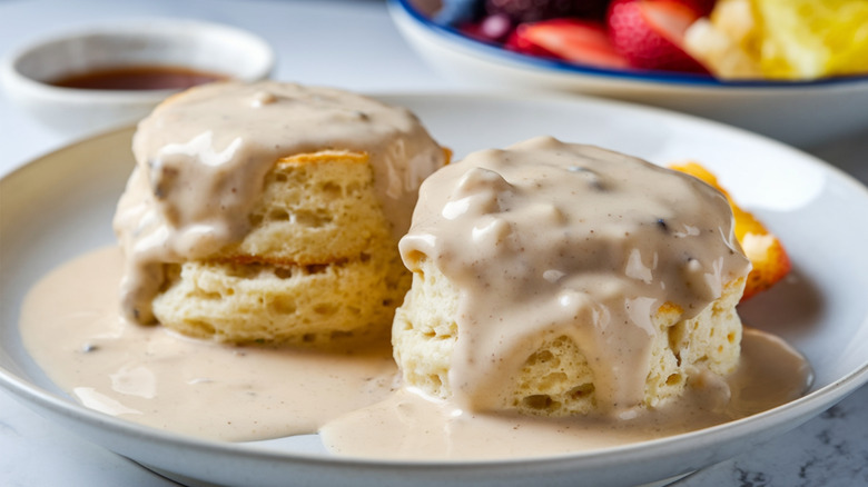 A plate of biscuits and gravy
