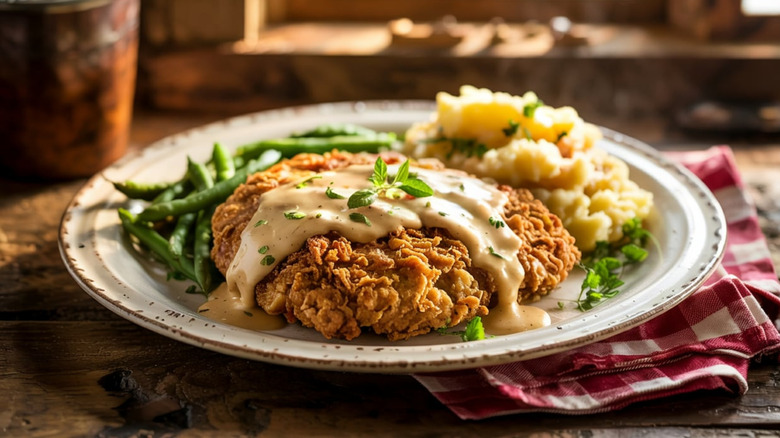 Chicken-fried steak with gravy