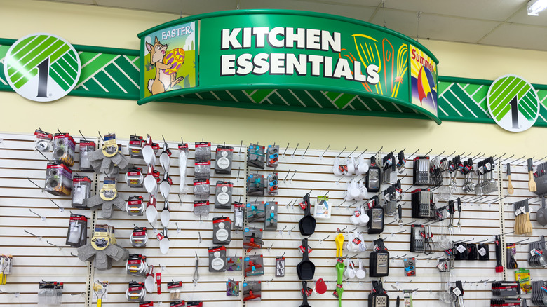 view of kitchen essentials at Dollar Tree