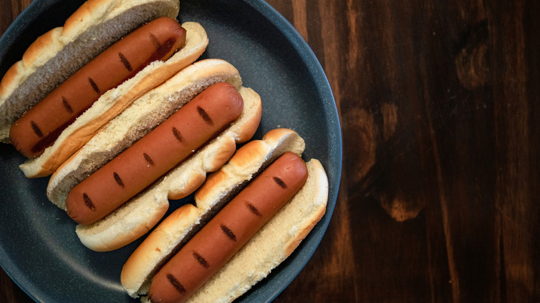 plain hot dogs with grill marks