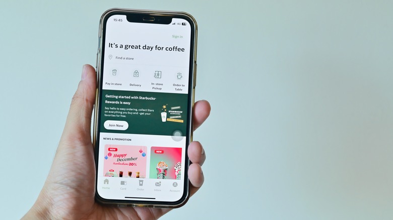 The Starbucks rewards app
