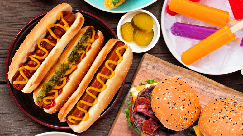 Hot dogs, burgers, and popsicles