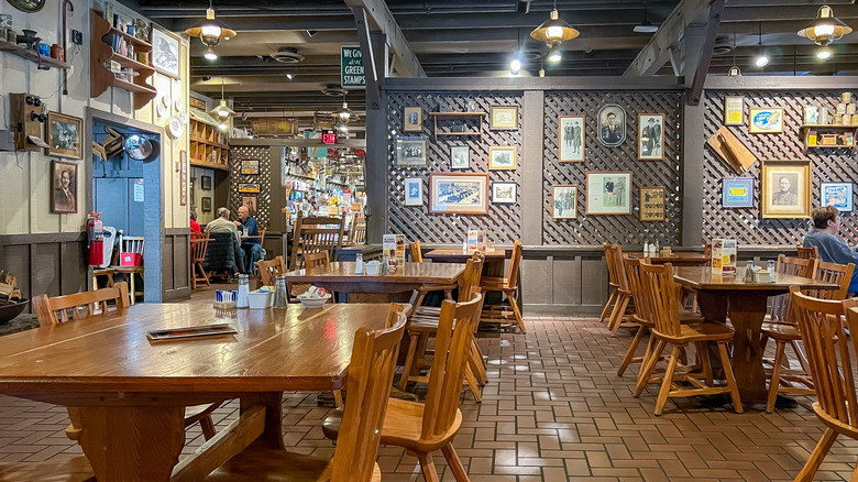 The interior of a Cracker Barrel restaurant