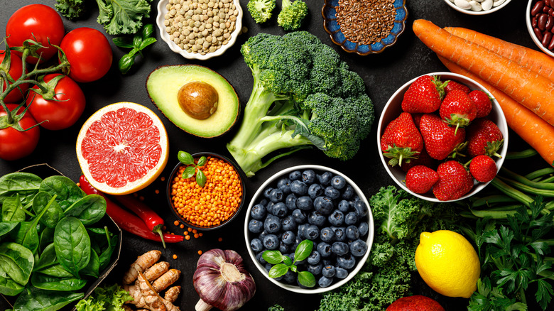 A bounty of fresh and varied fruits and veggies