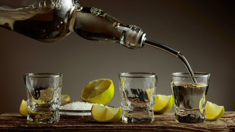 Tequila shots with lime