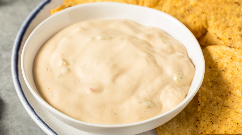 queso dip with chips