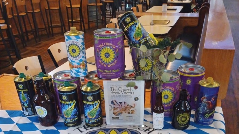A collection of products sold by The Church Brew Works.