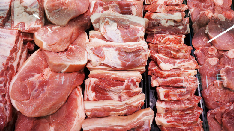 Selection of raw meat
