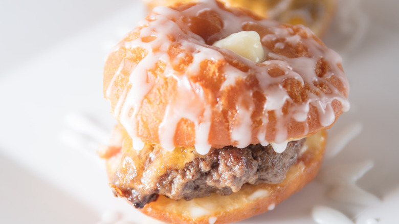 A glazed donut burger