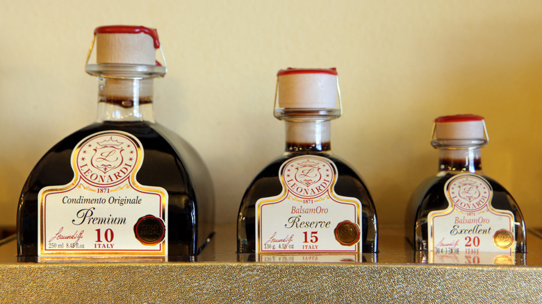 Three bottles of balsamic vinegar