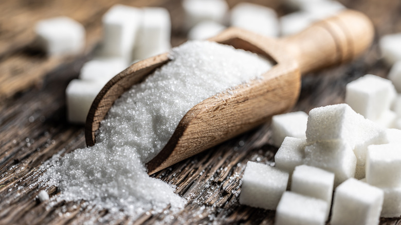 granulated white sugar cubes