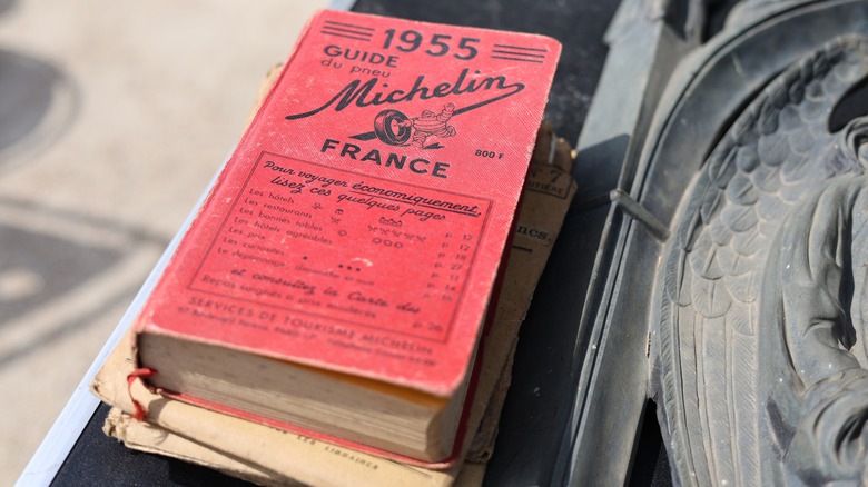 A red 1955 Michelin guidebook