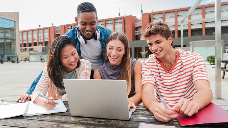 Students of various races communing with one another