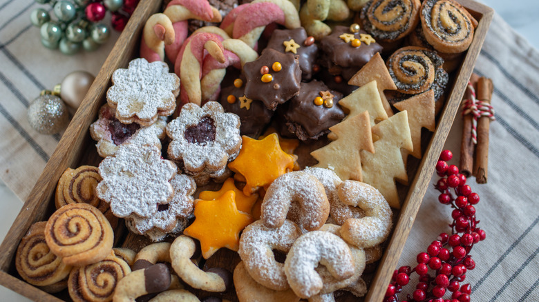 Box of assorted holiday cookies