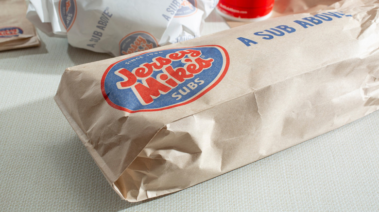 Wrapped sub sandwich from Jersey Mike's