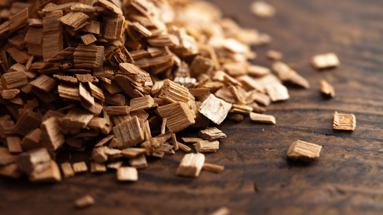 HIckory wood chips used for smoking meats