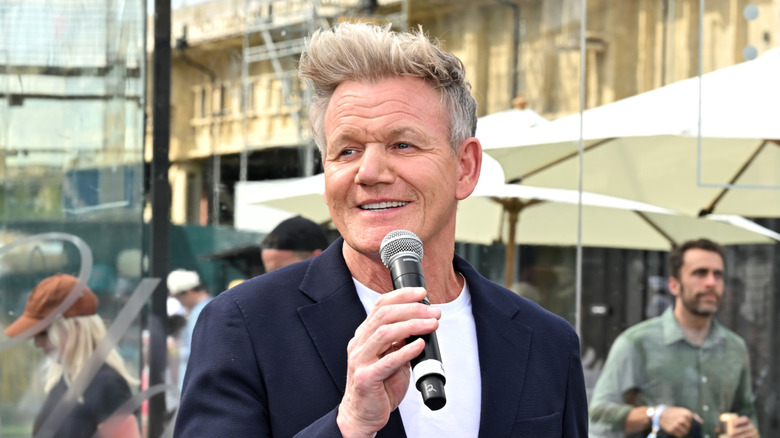Gordon Ramsay speaking at an event hosted by the London Padel Club