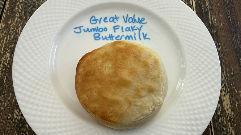 Great Value Flaky Buttermilk Biscuit on white plate