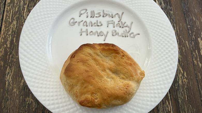 Pillsbury Grands Flaky Layers Honey Butter Biscuit on white plate