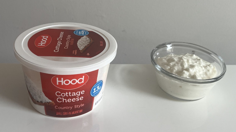 A tub of Hood cottage cheese