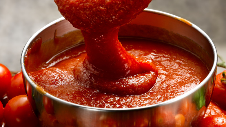 Red pasta sauce in a pot