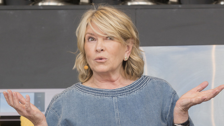 Martha Stewart interacts with the crowd at the culinary stage during the BottleRock Napa Valley Music and Food Festival in Napa, California.