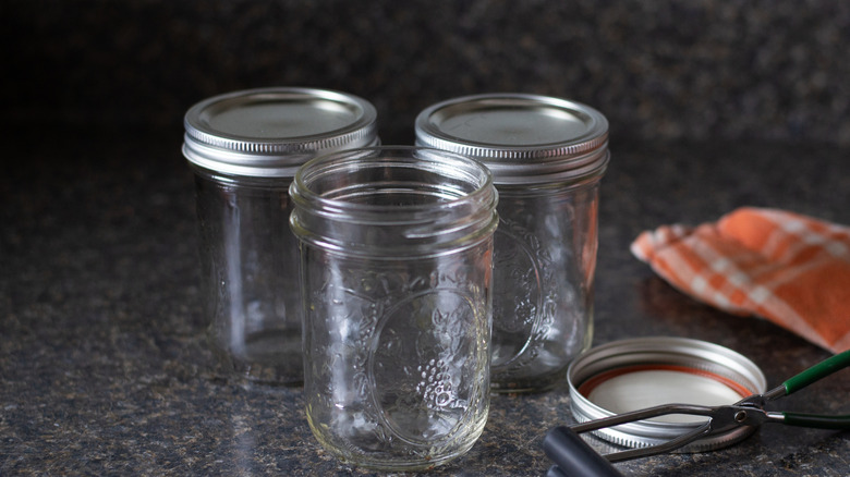 empty mason jars on counter