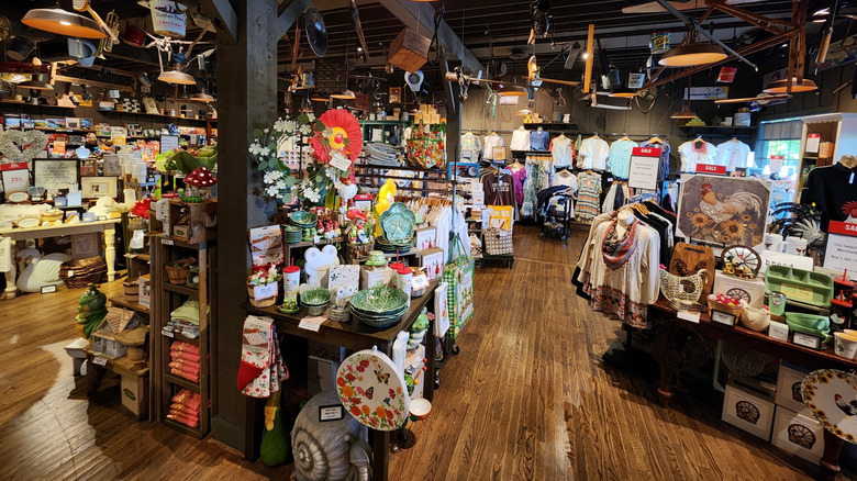 Cracker Barrel restaurant gift shop interior with merchandise for sale.