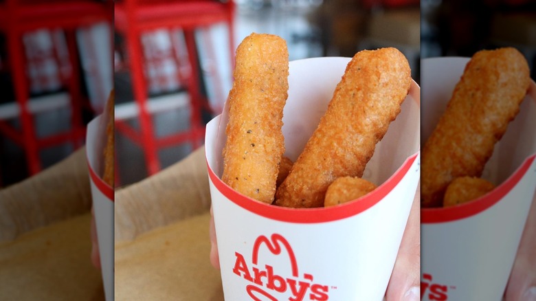 Box of Arby's mozzarella sticks