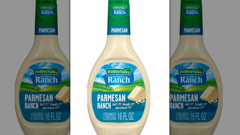 Bottle of Hidden Valley Parmesan Ranch Salad Dressing and Topping