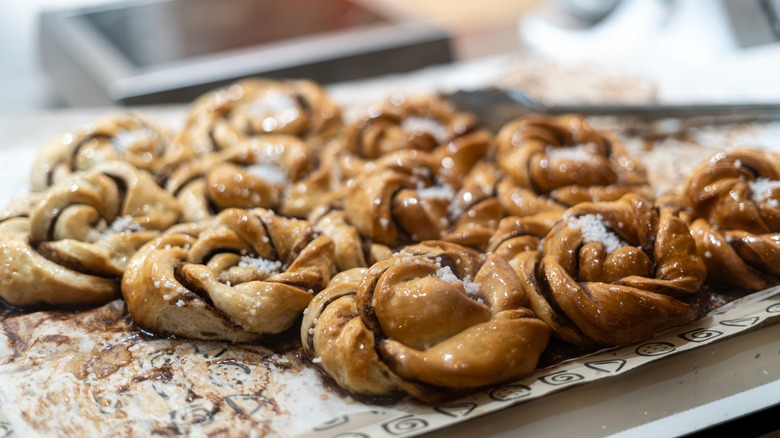 glazed pastries with chocolate and sugar