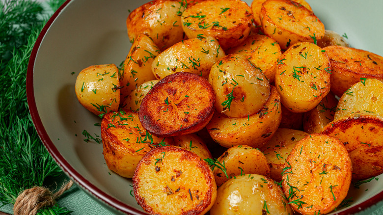 Bowl of crispy baby potatoes