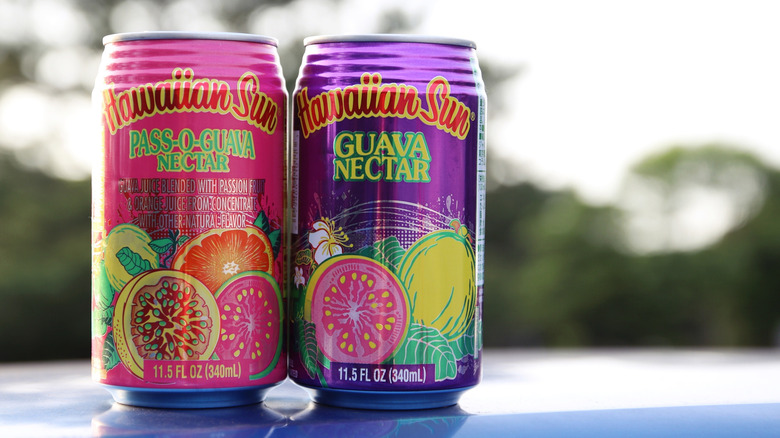 two cans of Hawaiian Sun juice