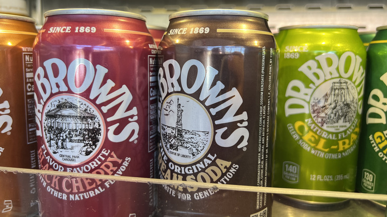 cans of Dr, Brown;s soda